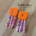 boucle argile polymère mandarine orange fleur rétro 