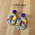 argile polymère boucle oreille wasabi aubergine violet 